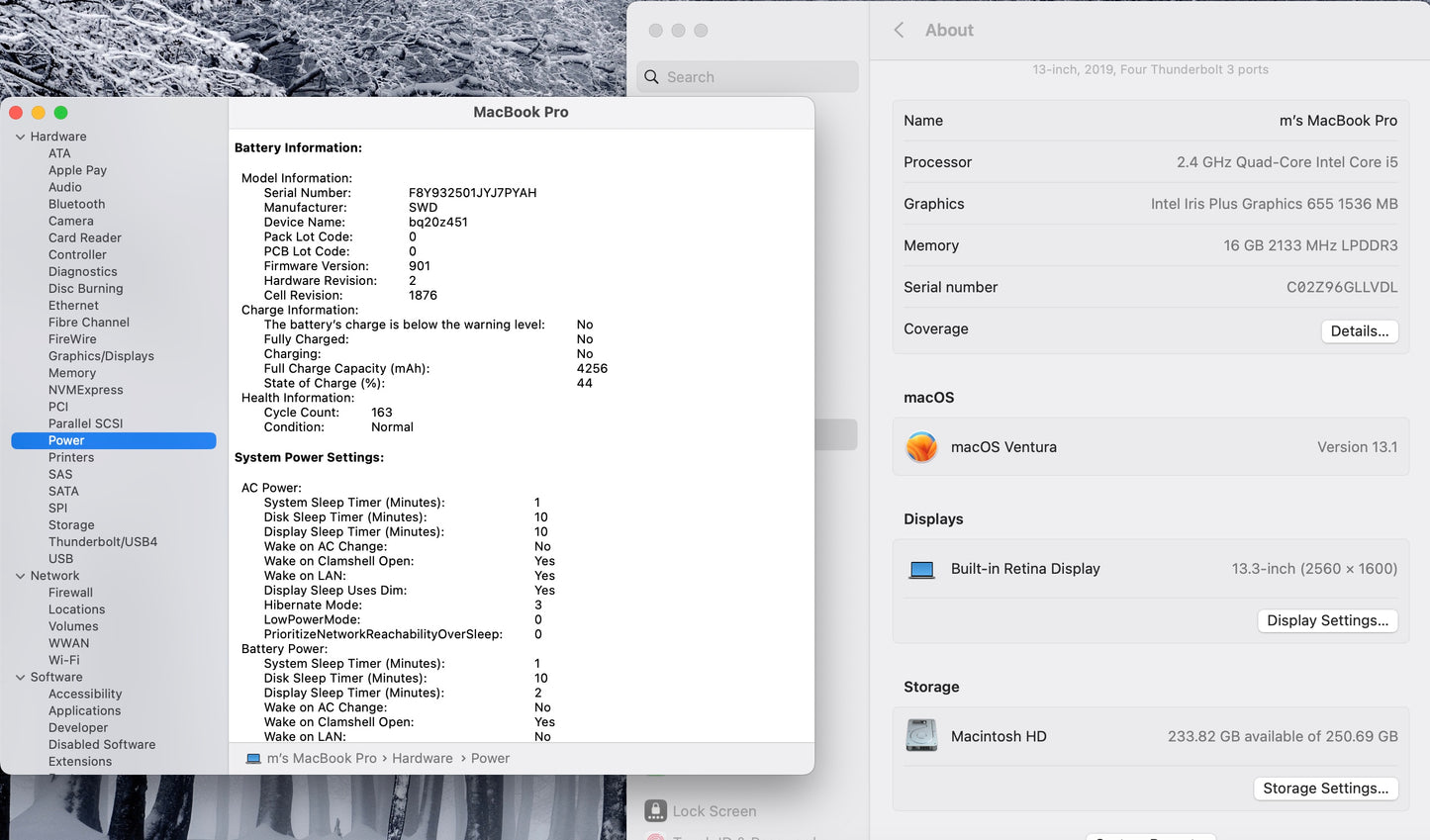 Apple 2019 13 in MacBook Pro TB 2.4GHz Quad-Core i5 16GB RAM 256GB SSD IIPG655
