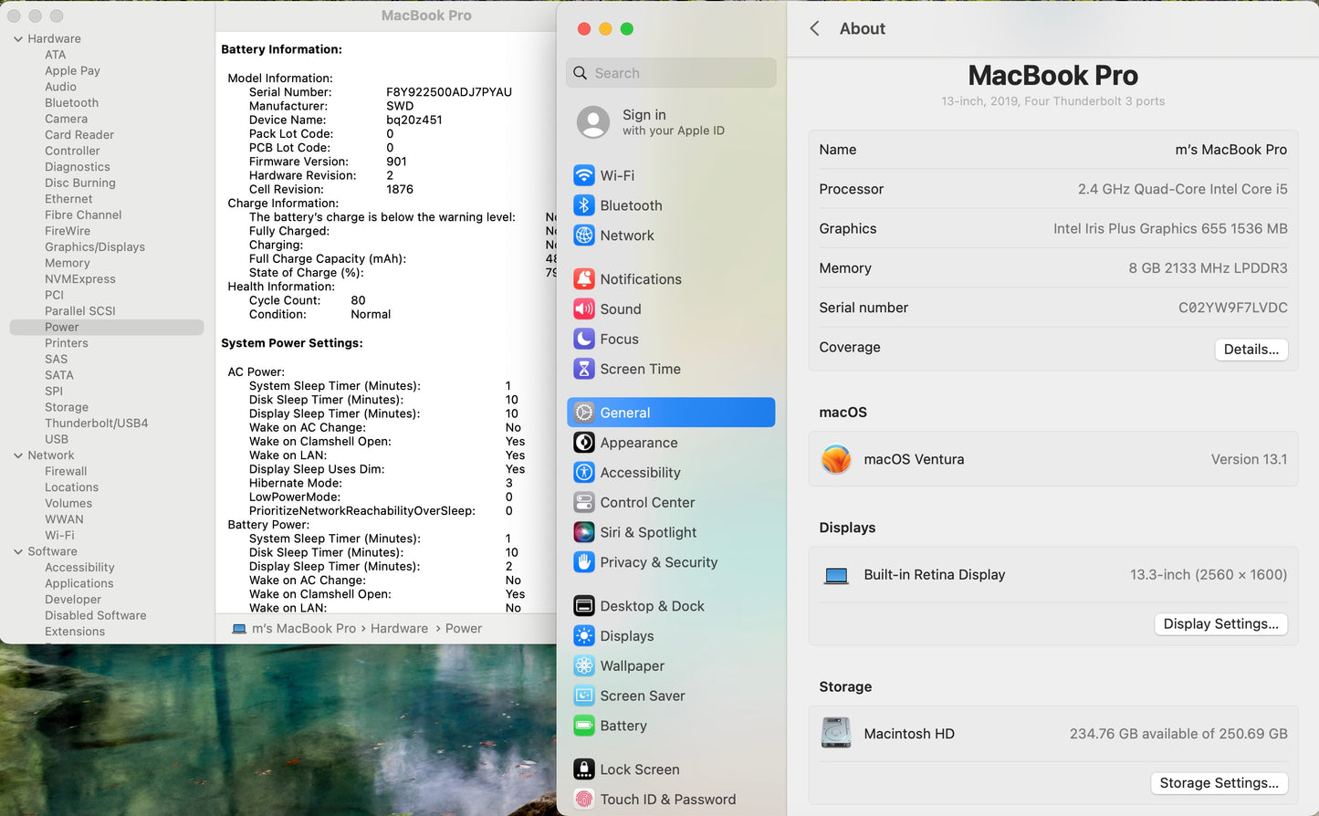 Apple 2019 13 in MacBook Pro TB 2.4GHz Quad-Core i5 8GB RAM 256GB SSD IIPG655