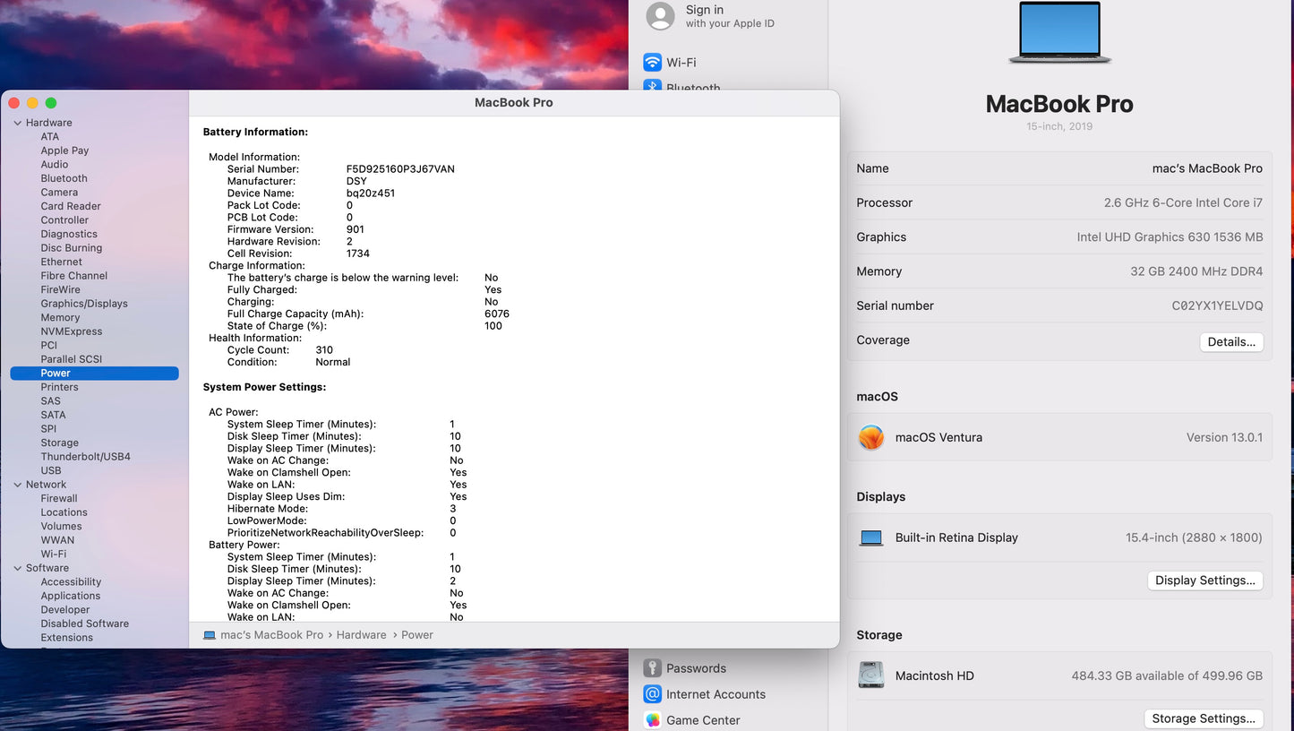 Apple 2019 15 in MacBook Pro TB 2.6GHz 6-Core i7 32GB RAM 512GB SSD RP555X 4GB