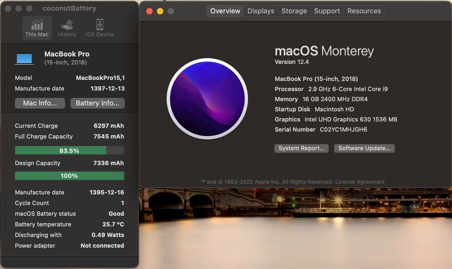 Apple 2018 15 in MacBook Pro TB 2.9GHz 6-Core i9 16GB RAM 1TB SSD RP560X 4GB