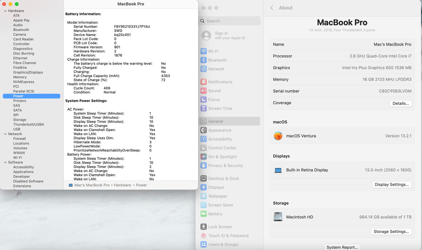 Apple 2019 MacBook Pro 13 in TB 2.8GHz Quad-Core i7 16GB RAM 1TB SSD IIPG655