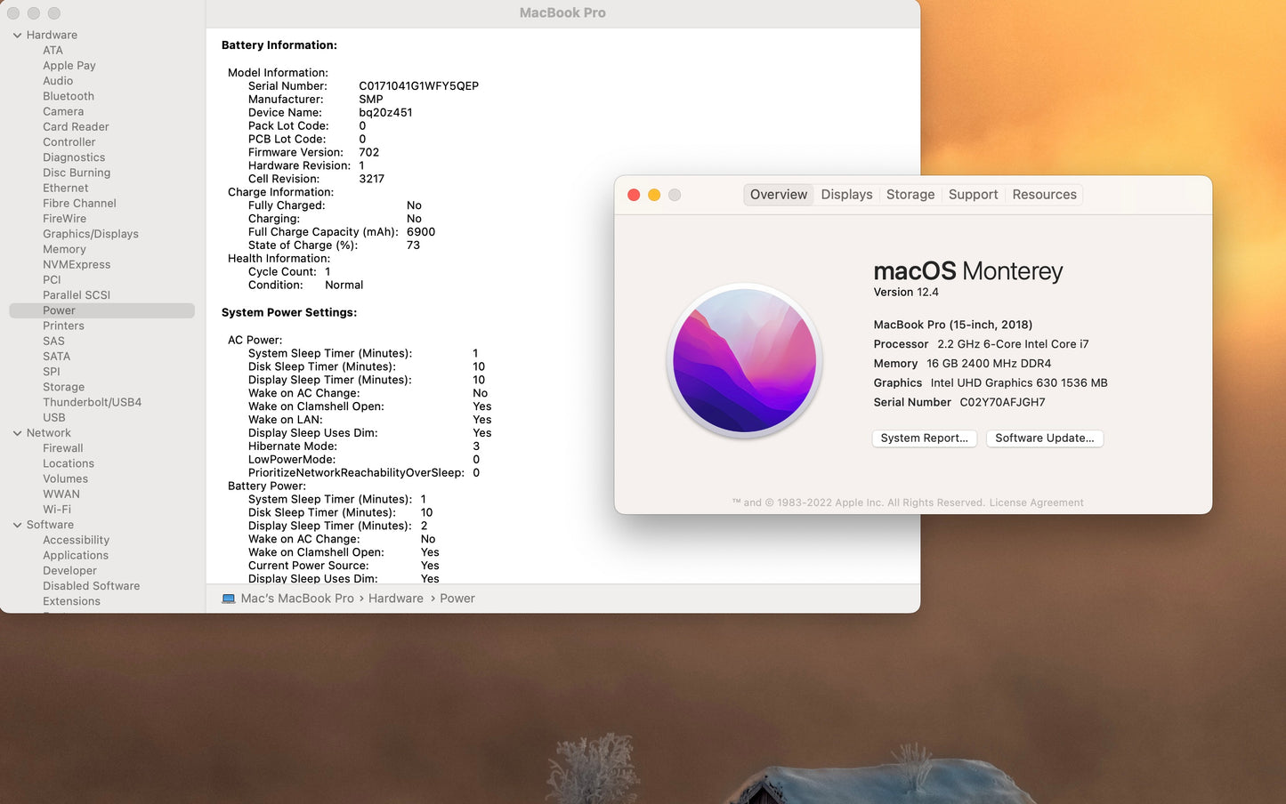 Apple 2018 15 in MacBook Pro TB 2.2GHz 6-Core i7 16GB RAM 512GB SSD RP555X 4GB