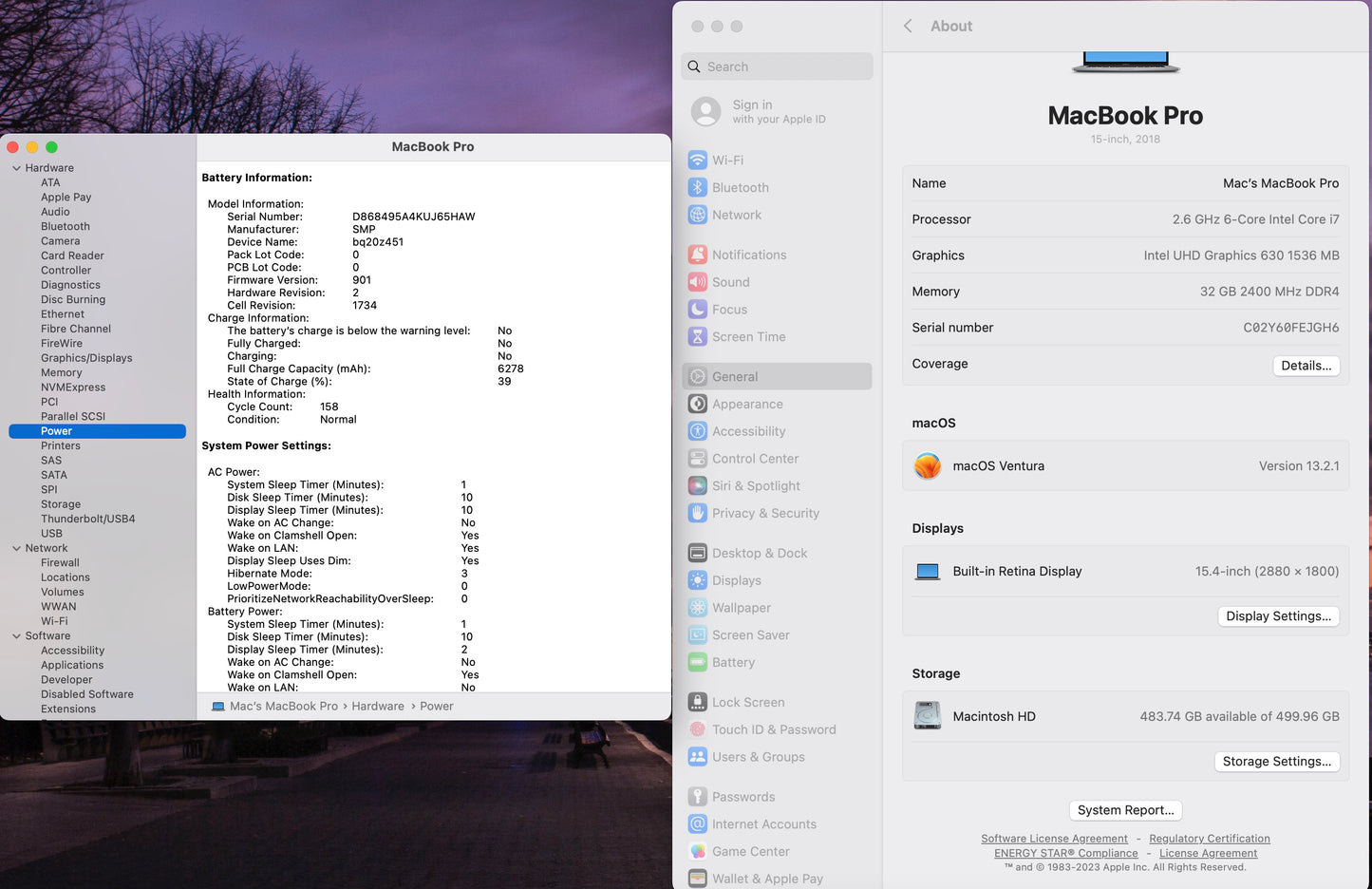 Apple 2018 MacBook Pro 15 in TB 2.6GHz 6-Core i7 32GB RAM 512GB SSD RP560X 4GB