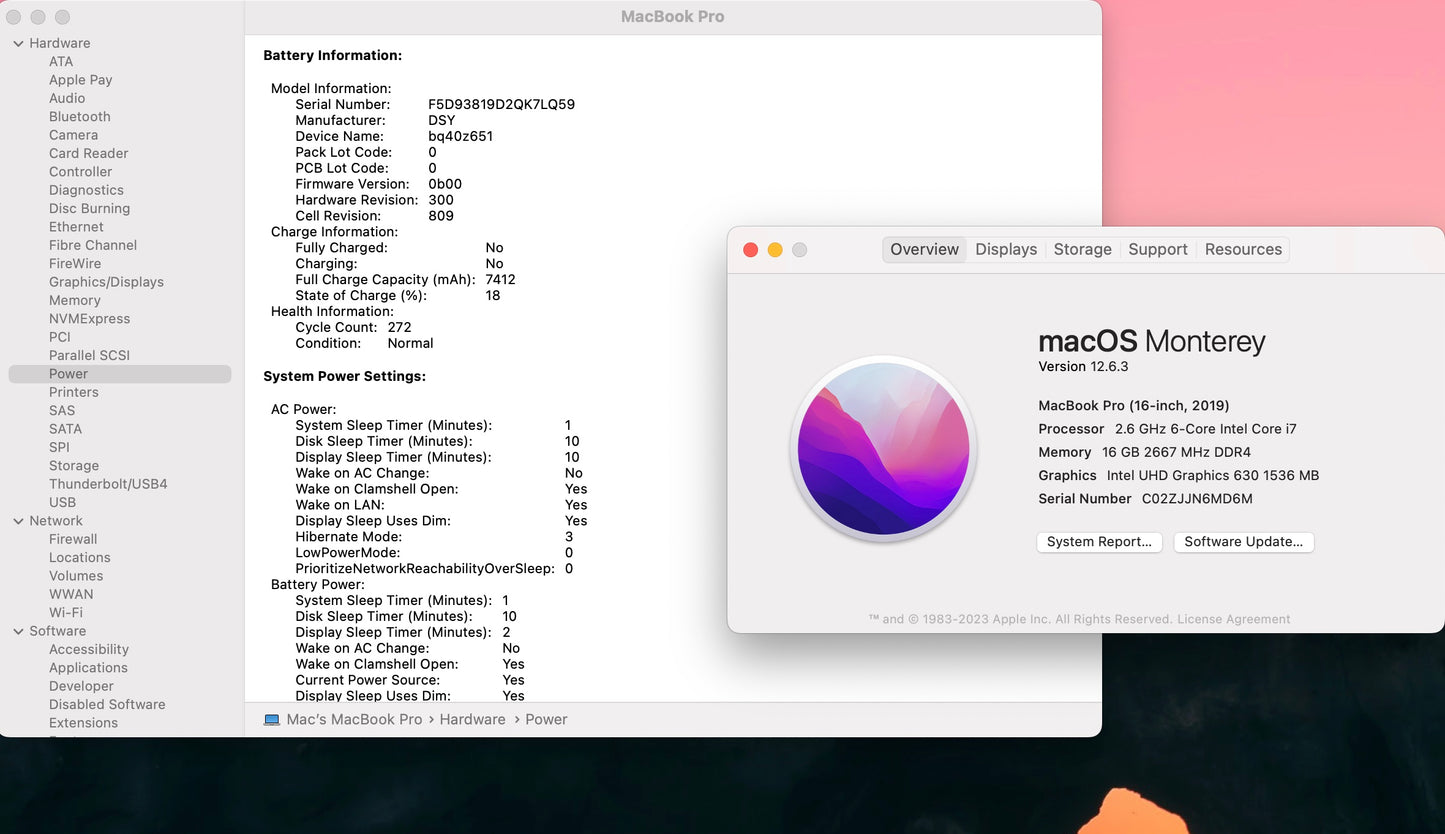 Apple 2019 MacBook Pro 16 in TB 2.6GHz 6-Core i7 16GB RAM 512GB SSD RP5300M 4GB