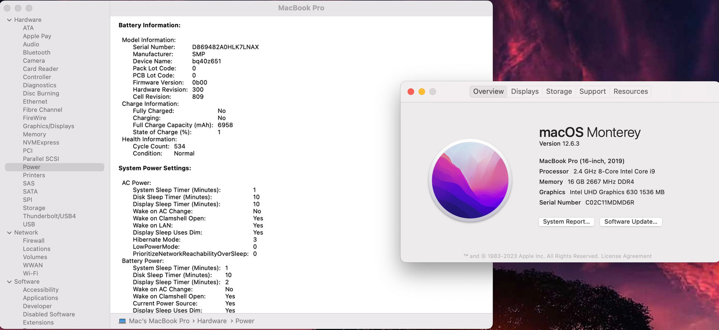 Apple 2019 MacBook Pro 16 in 2.4GHz 8-Core i9 16GB RAM 512GB SSD RP5300M 4GB