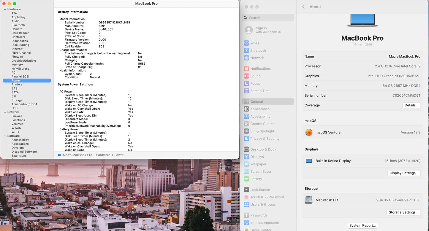 Apple 2019 MacBook Pro 16 in TB 2.4GHz 8-Core i9 64GB RAM 1TB SSD RP5500M 4GB