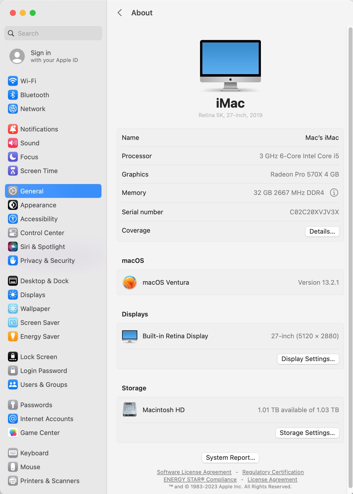 Apple 2019 iMac 5k Retina 27 in 3.0GHz 6-Core i5 32GB RAM 1TB Fusion RP570X 4GB