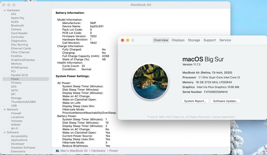 Apple 2020 MacBook Air 13 in 1.1GHz Dual-Core i3 16GB RAM 256GB SSD IIPG 1536 MB