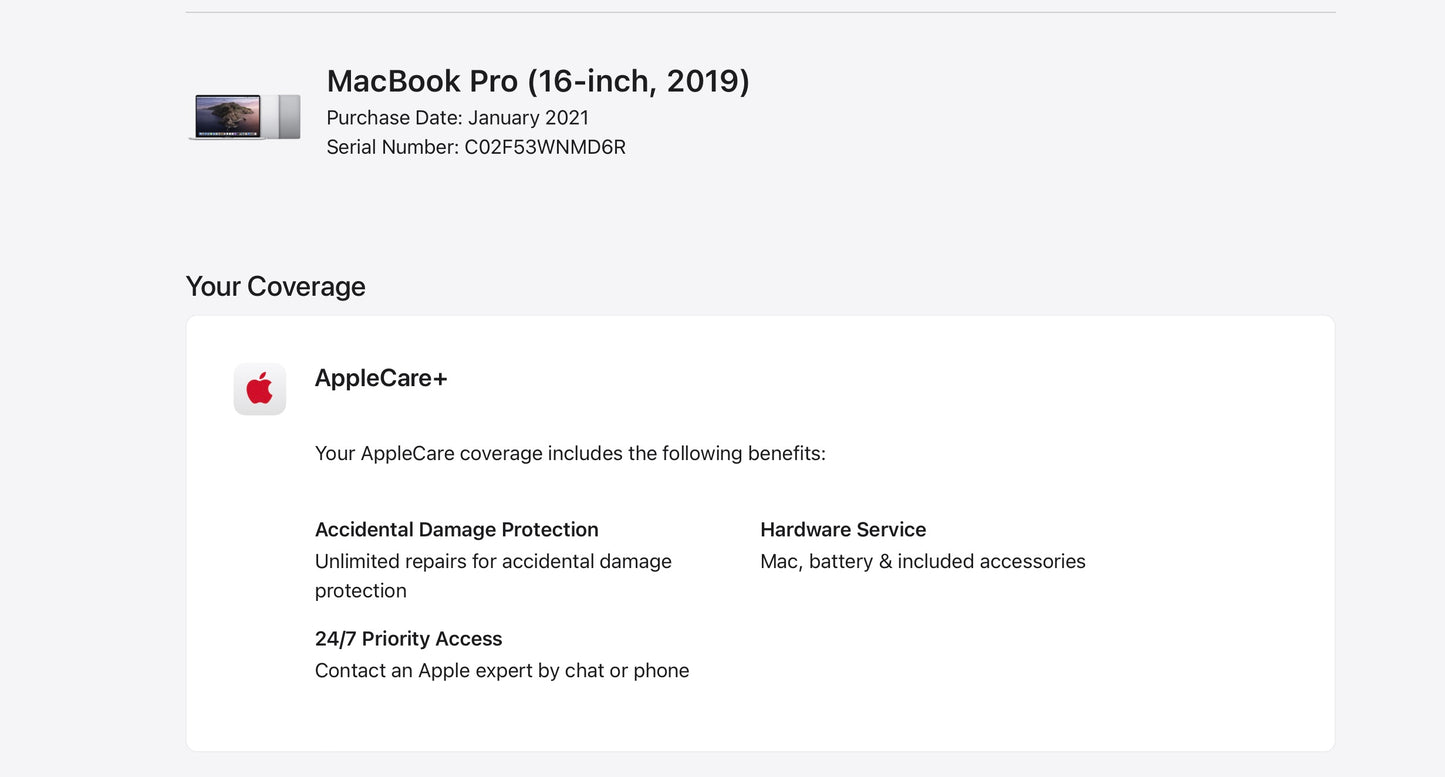 Apple 2019 MacBook Pro 16 in 2.4GHz 8-Core i9 32GB RAM 2TB SSD RP5500M 8GB AC+