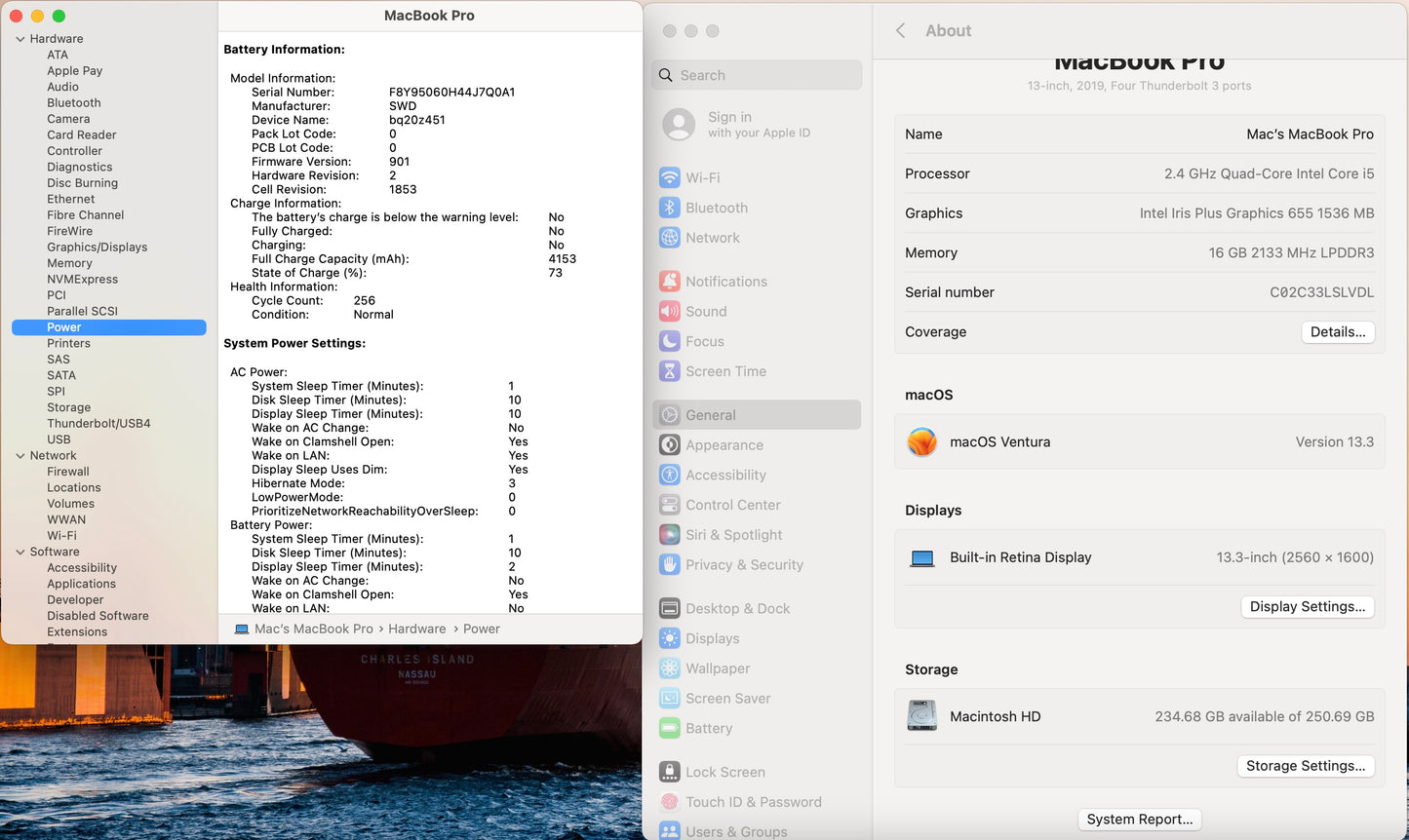 Apple 2019 MacBook Pro 13 in TB 2.4GHz Quad-Core i5 16GB RAM 256GB SSD IIPG 655