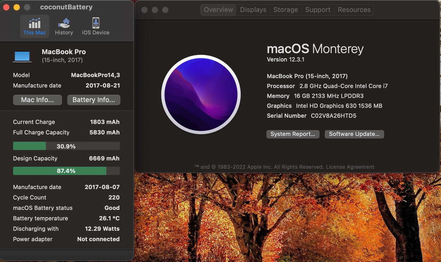 Apple 2017 15 in MacBook Pro TB 2.8GHz i7 16GB RAM 256GB SSD RP555 2GB