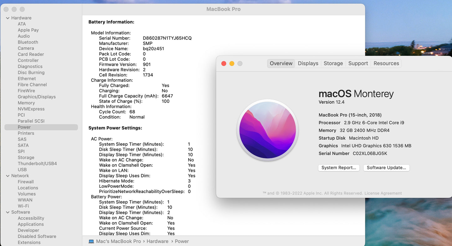 Apple 2018 15 in MacBook Pro TB 2.9GHz 6-Core i9 32GB RAM 1TB SSD RP560X 4GB