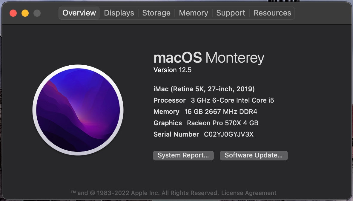 Apple 2019 iMac 27 in 5k Retina 3.0GHz 6-Core i5 16GB RAM 512GB SSD RP570X 4GB