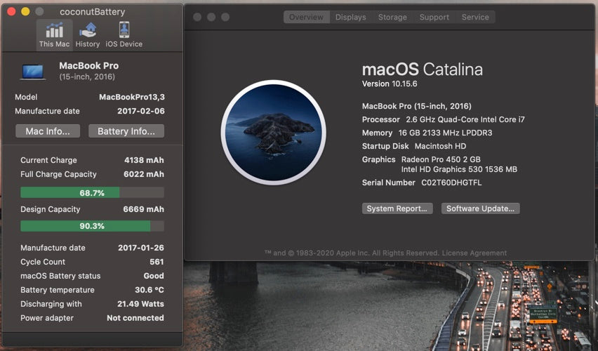 Apple 2016 15 in MacBook Pro TB 2.6GHz Quad-Core i7 16GB RAM 256GB SSD RP450 2GB