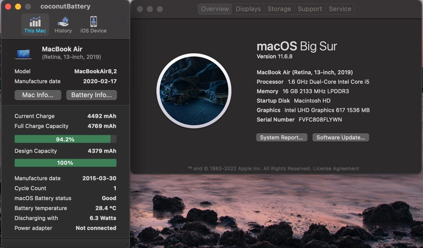 Apple 2019 13 in MacBook Air True Tone Display 1.6GHz i5 16GB RAM 128GB SSD