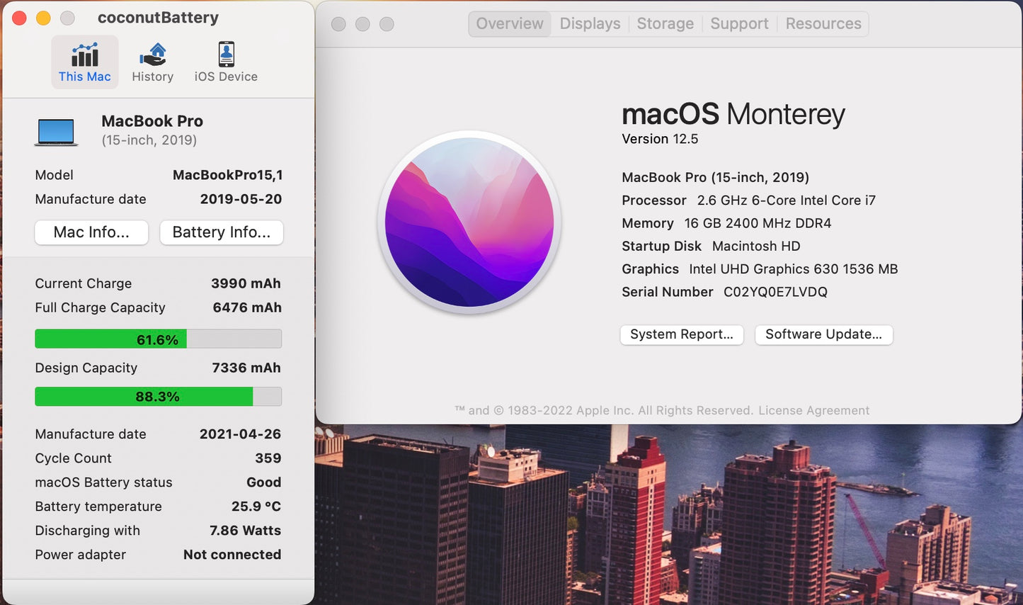 Apple 2019 15 in MacBook Pro TB 2.6GHz 6-Core i7 16GB RAM 256GB SSD RP560X 4GB