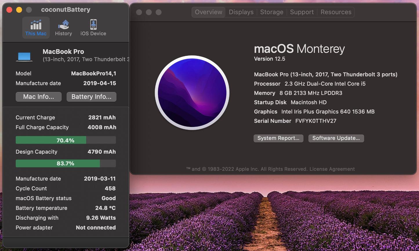 Apple 2017 13 in MacBook Pro Retina 2.3GHz Dual-Core i5 8GB 128GB SSD IIPG640 silver