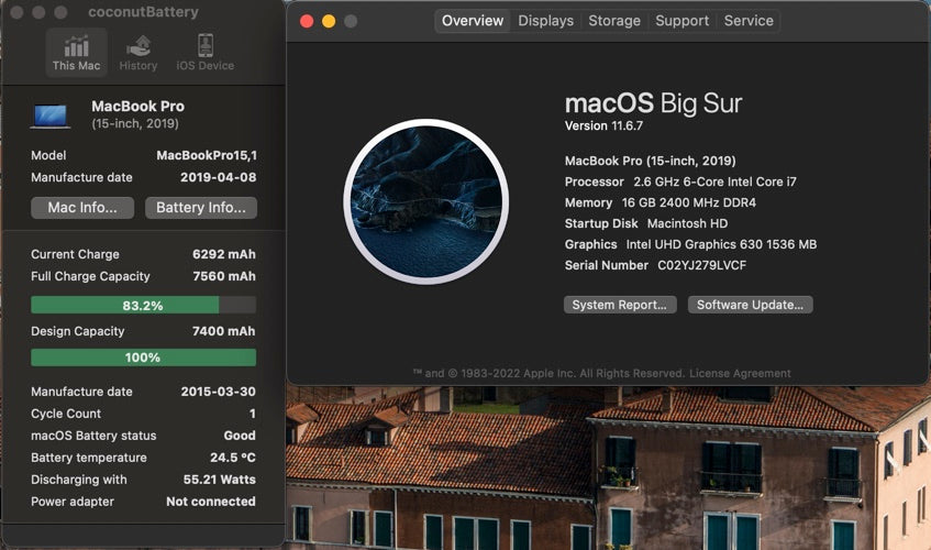 Apple 2019 15 in MacBook Pro TB 2.6GHz 6-Core i7 16GB RAM 256GB SSD RP555X 4GB