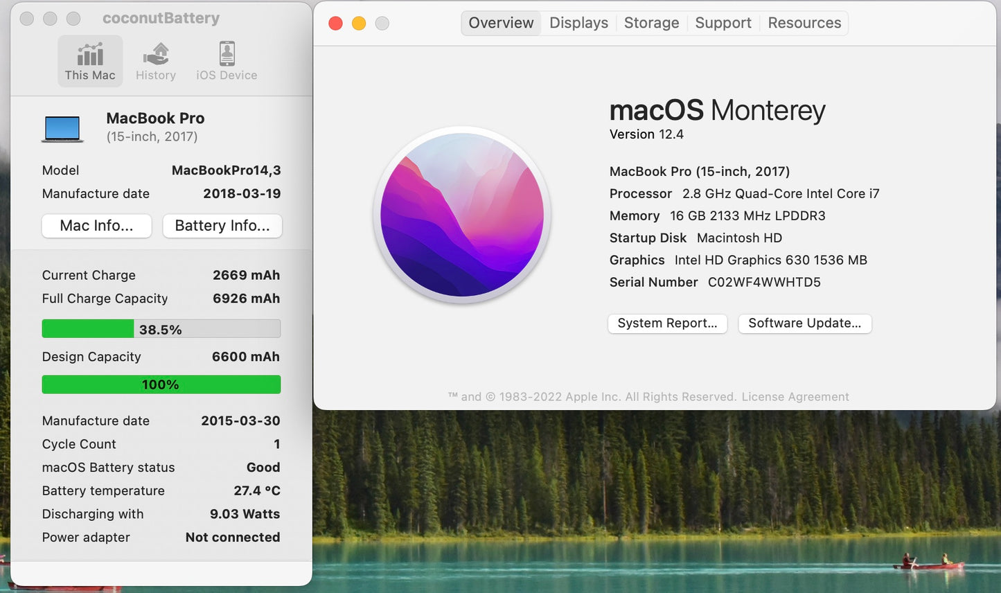 Apple 2017 15 in MacBook Pro TB 2.8GHz Quad-Core i7 16GB RAM 256GB SSD RP555 2GB