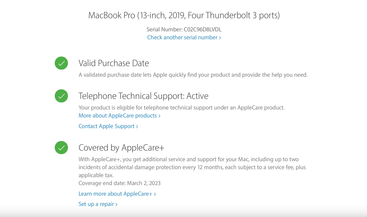 Apple 2019 13 in MacBook Pro TB 2.8GHz Quad-Core i7 16GB 256GB SSD IIPG655 AC+