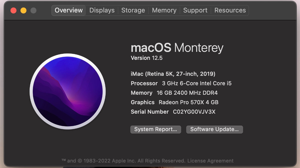 Apple 2019 iMac 27 in 5k Retina 3.0GHz 6-Core i5 16GB RAM 256GB SSD RP570X 4GB