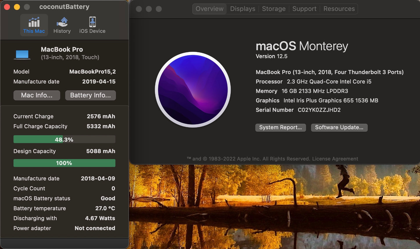 Apple 2018 13 in MacBook Pro TB 2.3GHz Quad-Core i5 16GB RAM 256GB SSD IIPG655