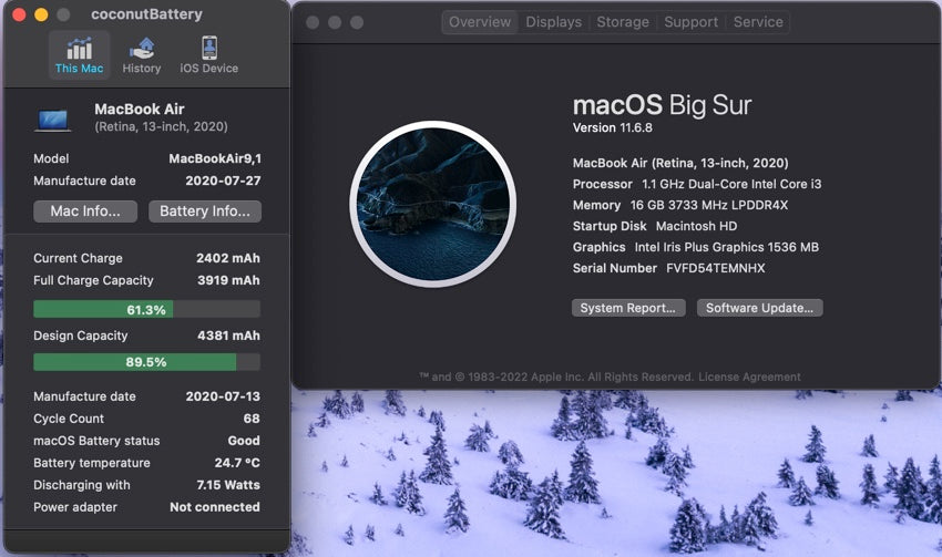 Apple 2020 13 in MacBook Air 1.1GHz Dual-Core i3 16GB RAM 256GB SSD IUG617