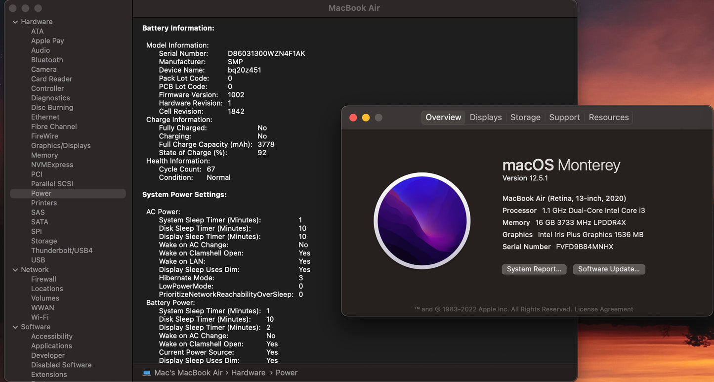 Apple 2020 13 in MacBook Air 1.1GHz Dual-Core i3 16GB RAM 256GB SSD IUG617