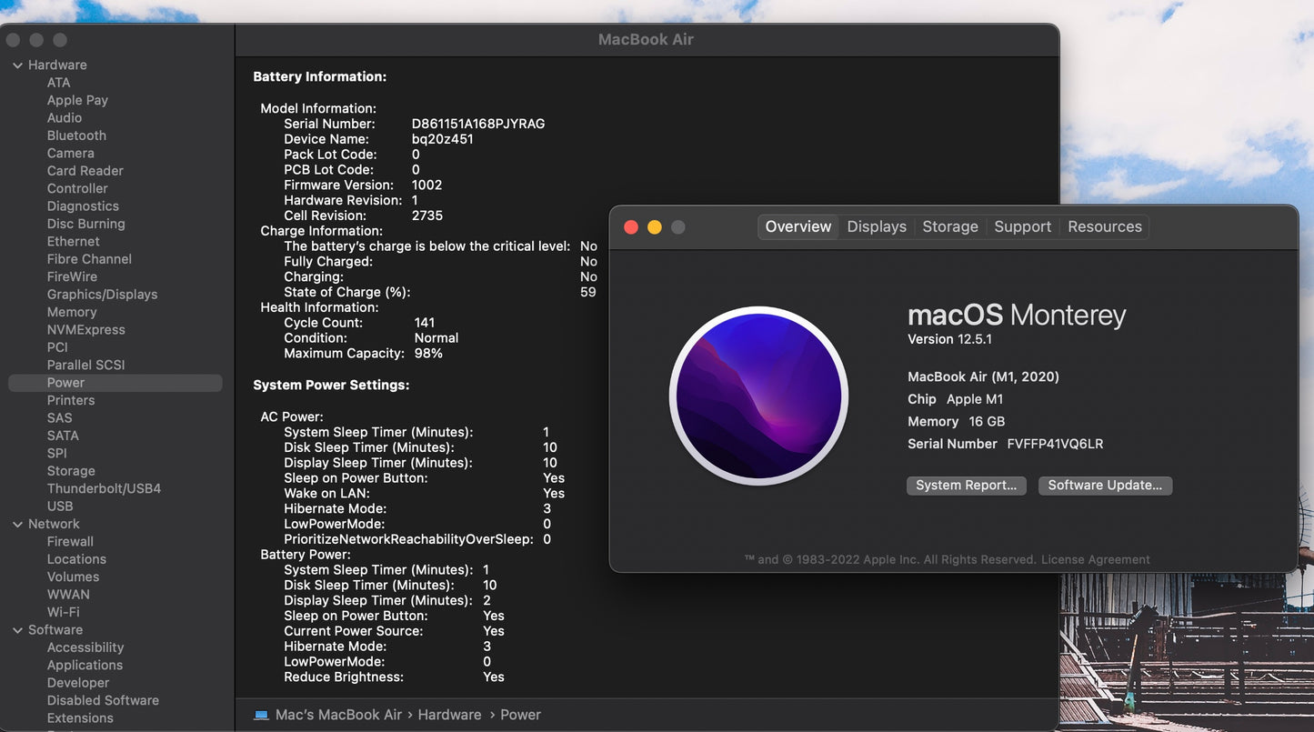 Apple 2020 MacBook Air M1 Chip 8-Core CPU 7-Core GPU 16GB RAM 256GB SSD GRADE(B)