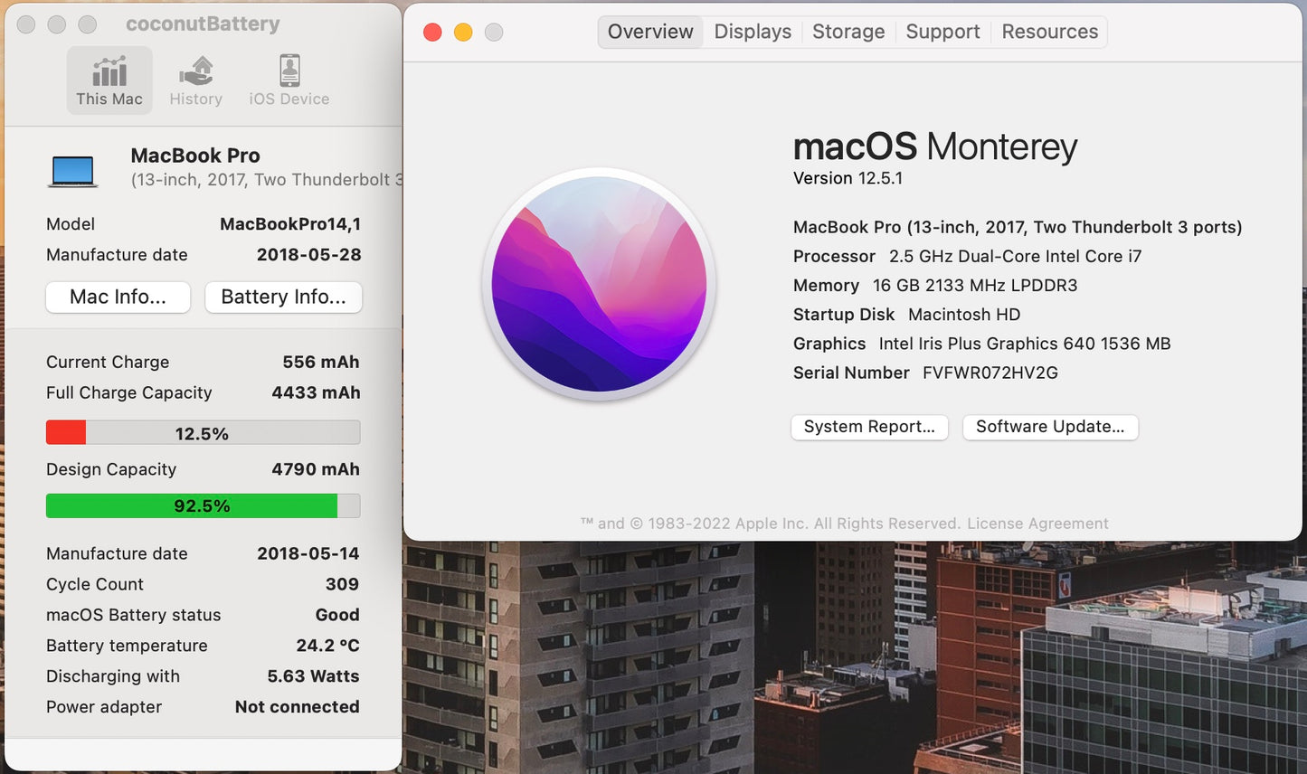 Apple 2017 13 in MacBook Pro Retina 2.5GHz Dual-Core i7 16GB 128GB SSD IIPG640