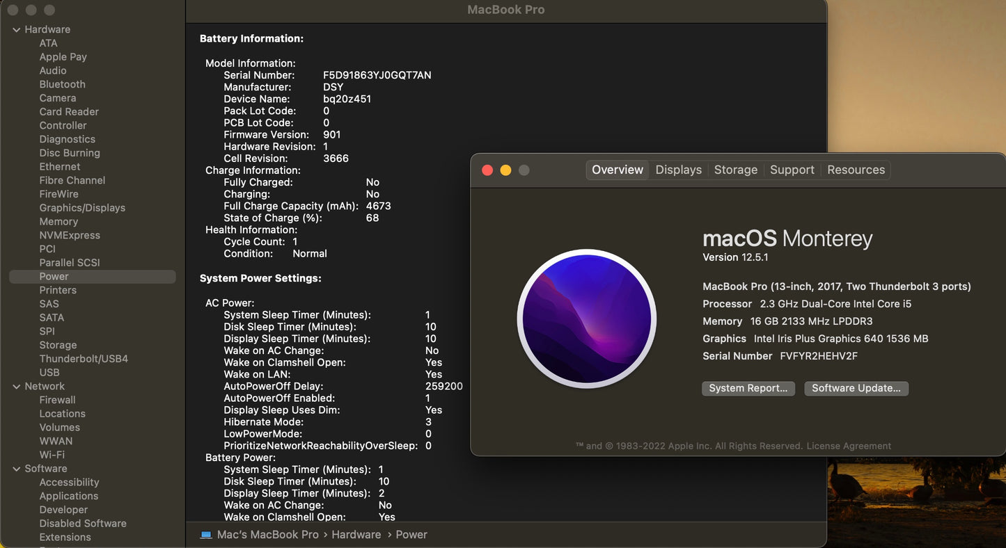 Apple 2017 13 in MacBook Pro Retina 2.3GHz Dual-Core i5 16GB 128GB SSD Grade (A)