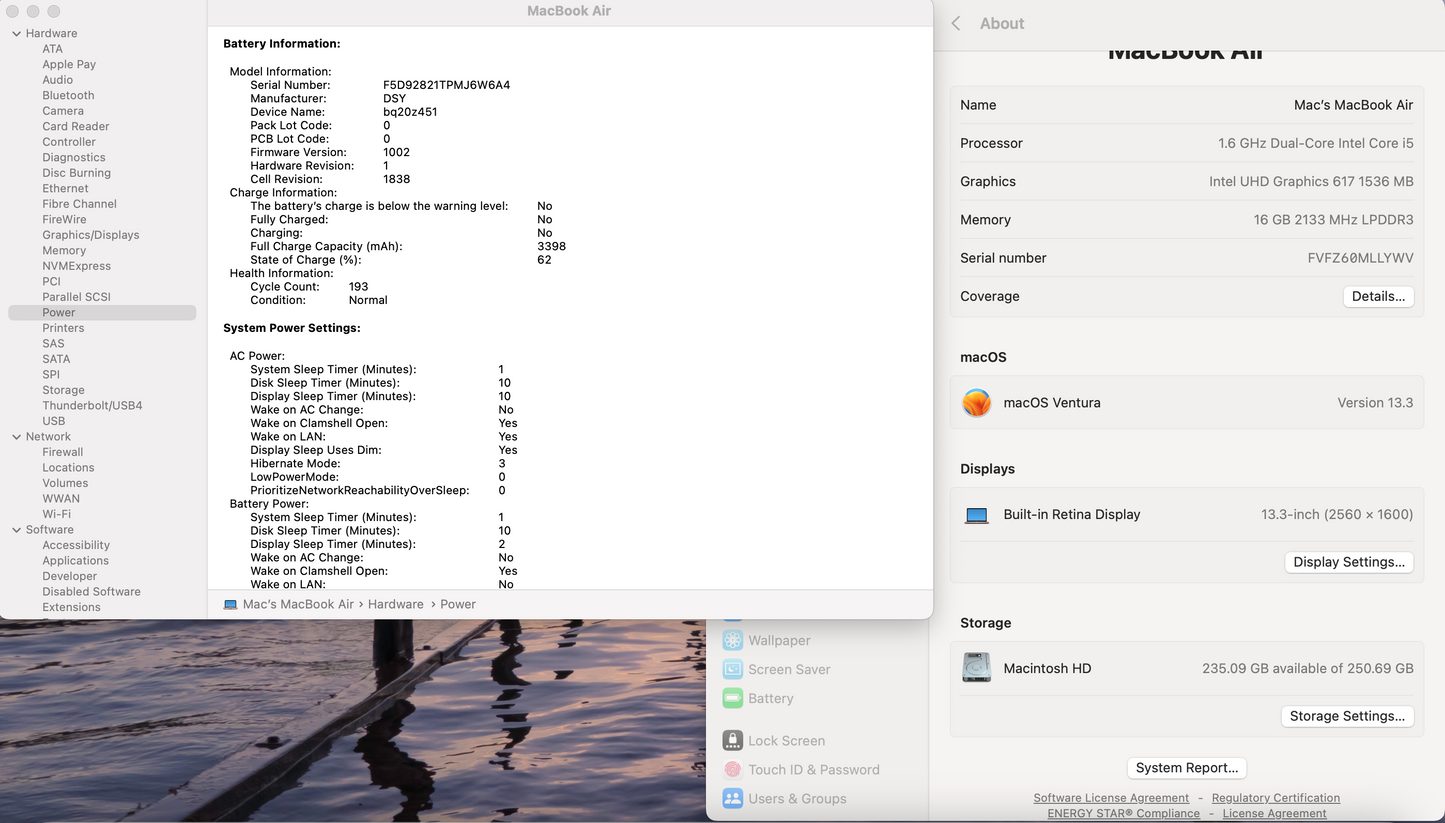 Apple 2019 MacBook Air 13 in 1.6GHz Dual-Core i5 16GB RAM 256GB SSD IUG 617
