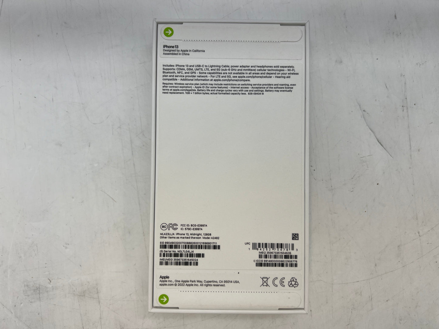 Apple iPhone 13 128 GB Midnight A2482 (Unlocked) Dual SIM (SIM + eSIM)) - New