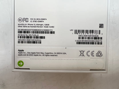 Apple iPhone 13 128 GB Midnight A2482 (Unlocked) Dual SIM (SIM + eSIM)) - New