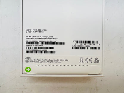 Apple iPhone 14 128 GB Midnight A2649 (Unlocked) (Single SIM) - New