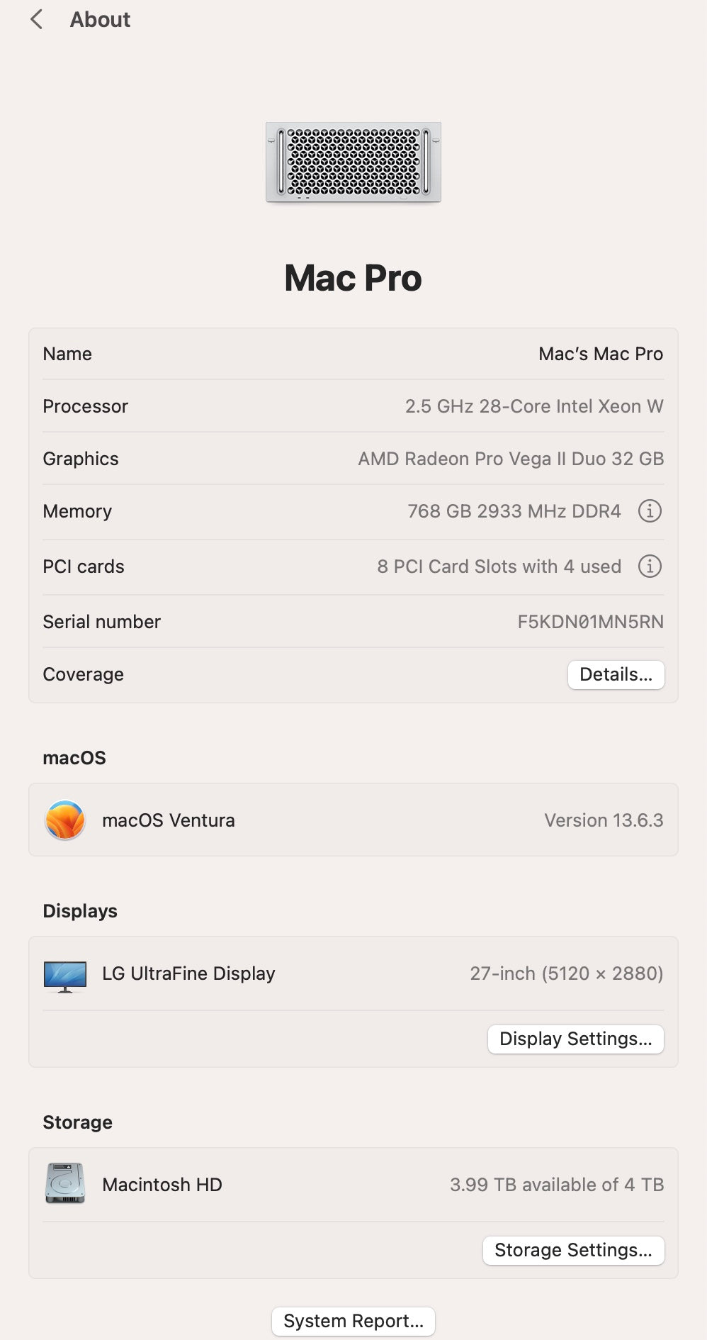 Apple 2019 Mac Pro Rack 2.5GHz 28-Core Xeon 768GB 4TB SSD 2X Vega II Duo 32GB
