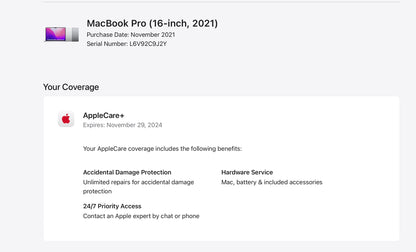 Apple 2021 MacBook Pro 16" M1 MAX (32-Core GPU) 32GB RAM 1TB AC+ - Excellent