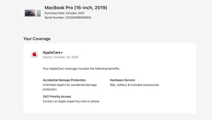 Apple 2019 MacBook Pro 16" 2.3GHz i9 16GB RAM 2TB SSD RP5500M 4GB AC+  Very Good