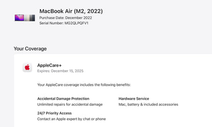 Apple 2022 MacBook Air M2 13.6" (10-Core GPU) 24GB RAM 2TB SSD AC+ - Very good