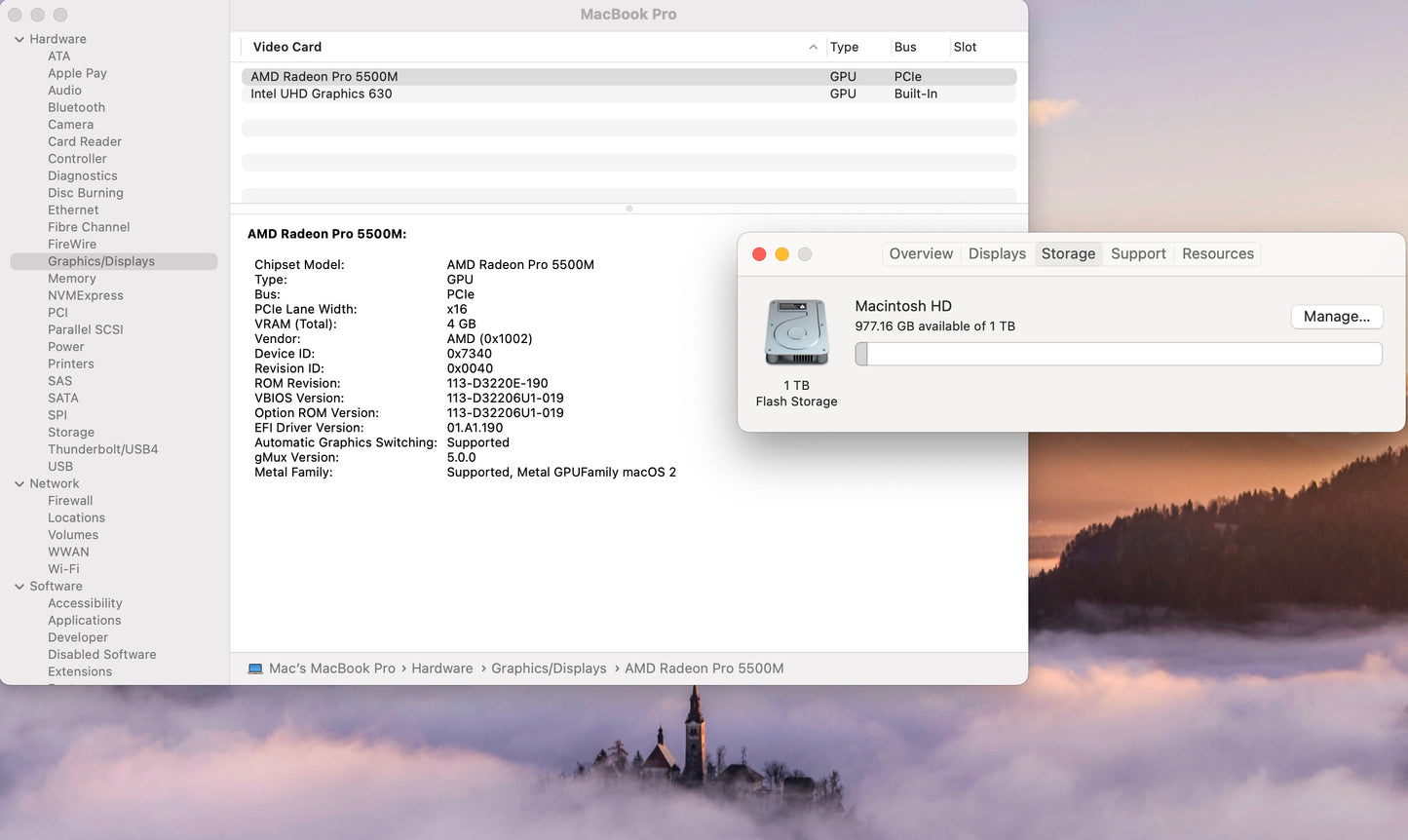 Apple 2019 MacBook Pro 16" 2.3GHz i9 32GB RAM 1TB SSD RP5500M 4GB - Very Good