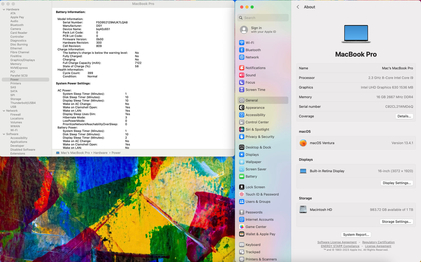 Apple 2019 MacBook Pro 16 in 2.3GHz i9 16GB RAM 1TB SSD RP5500M 4GB - Very Good