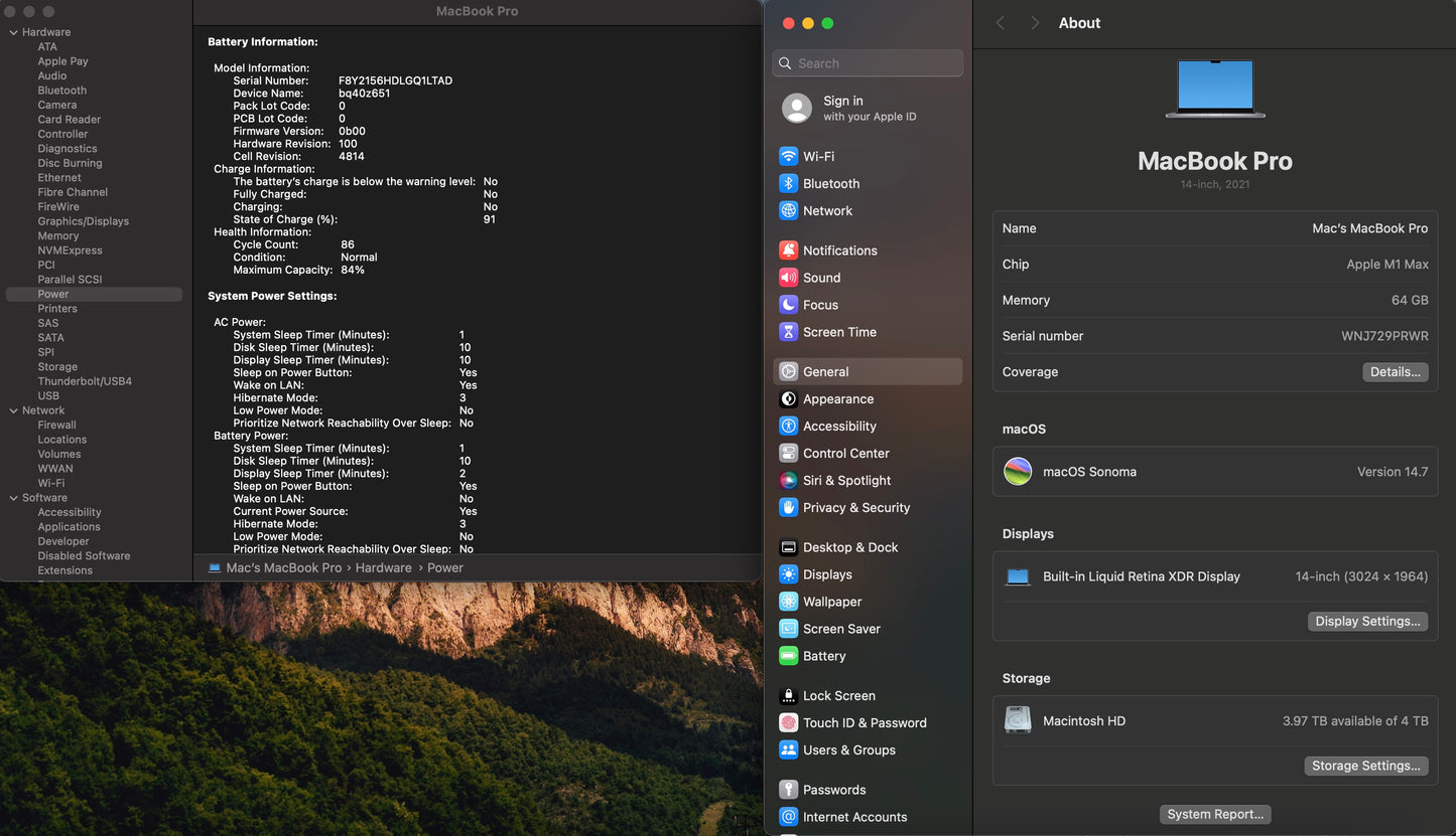 Apple 2021 MacBook Pro 14" M1 Max (32-Core GPU) 64GB RAM 4TB SSD AC+ Excellent