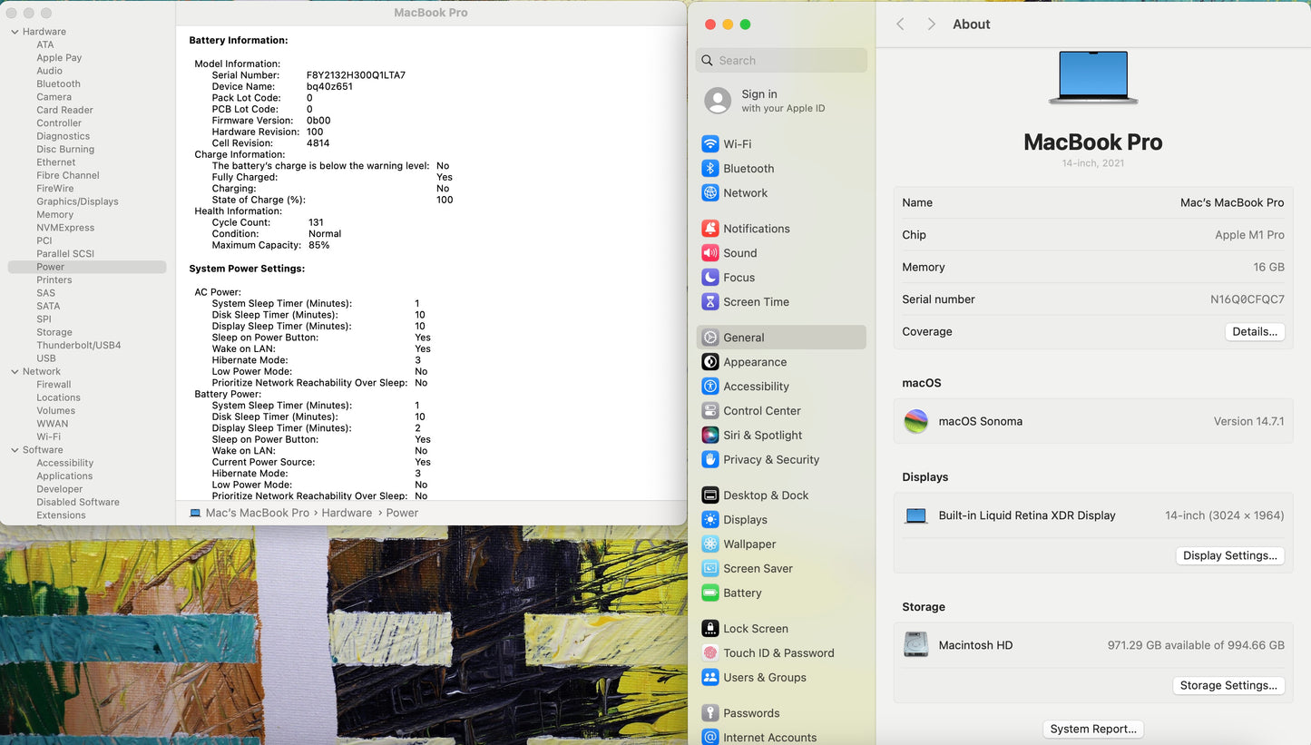 Apple 2021 MacBook Pro 14" M1 Pro (14-Core GPU) 16GB RAM 1TB SSD - Very good