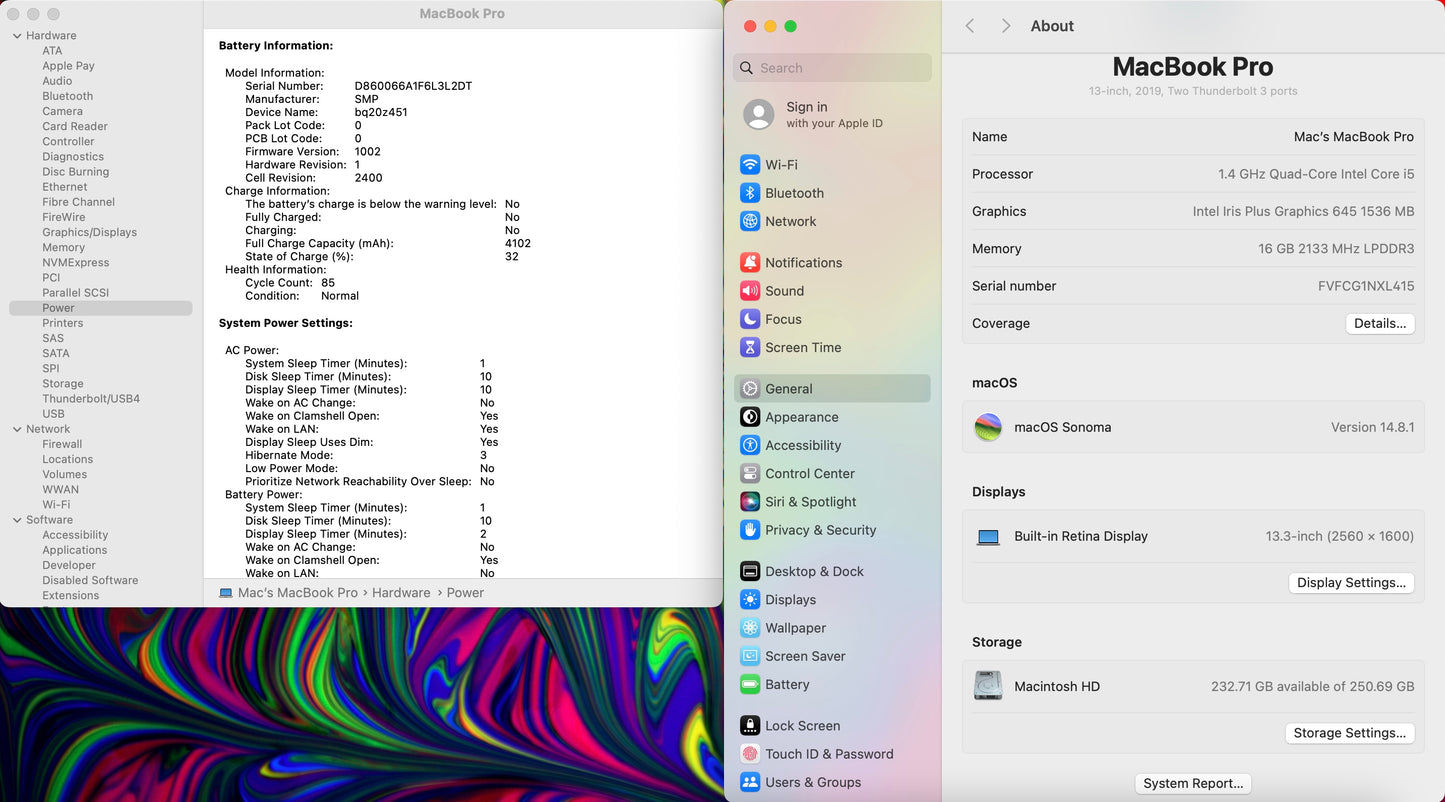 Apple 2019 MacBook Pro 13" TB 1.4GHz Quad-Core i5 16GB RAM 256GB SSD - Very good