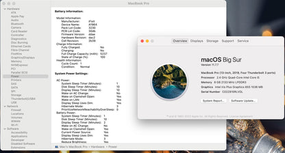Apple 2019 MacBook Pro 13 in 2.4GHz i5 8GB RAM 512GB SSD IIPG655 - Read Descrip