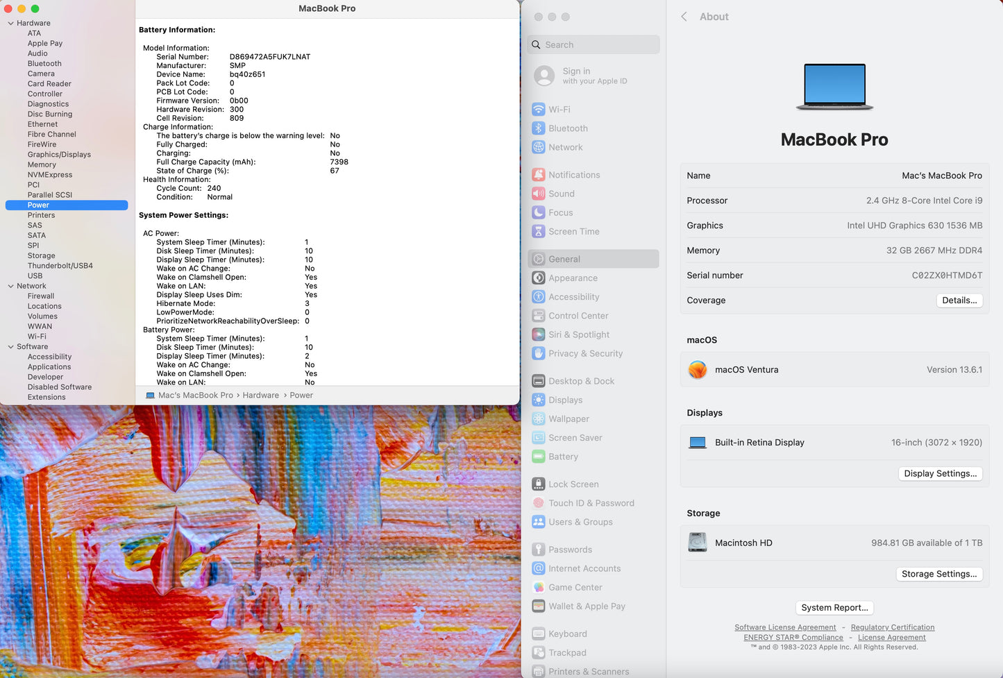 Apple 2019 MacBook Pro 16 in 2.4GHz i9 32GB RAM 1TB SSD RP5500M 4GB - Good