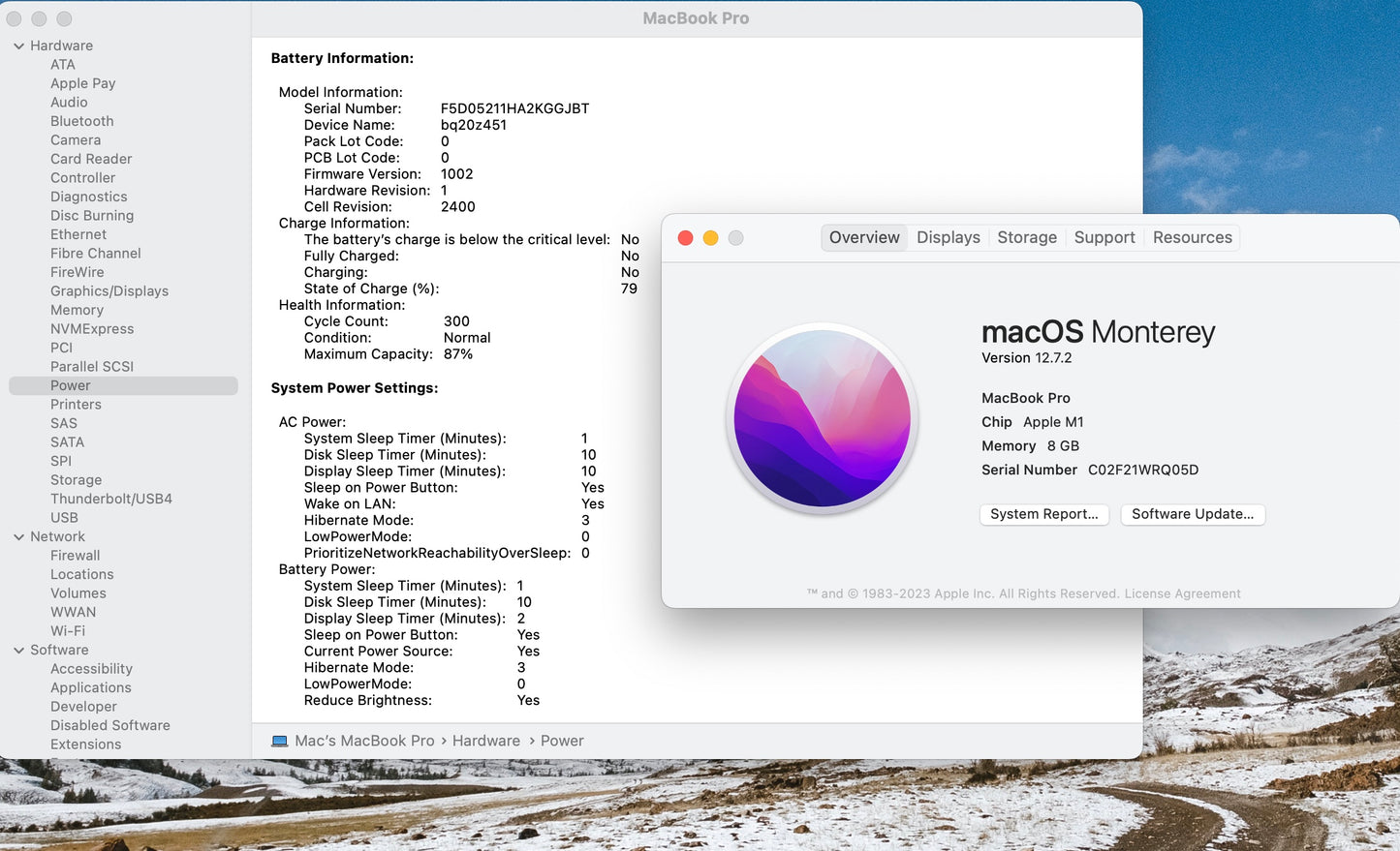 Apple 2020 MacBook Pro 13" M1 (8-Core GPU) 8GB RAM 256GB SSD AC+ - Very Good