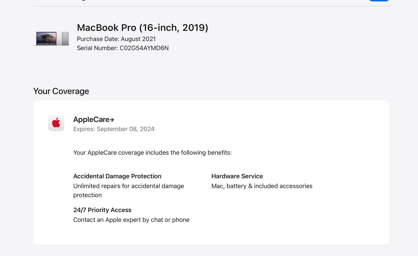 Apple 2019 MacBook Pro 16 in 2.3GHz i9 16GB RAM 1TB SSD RP5500M 4GB AC+ - Good