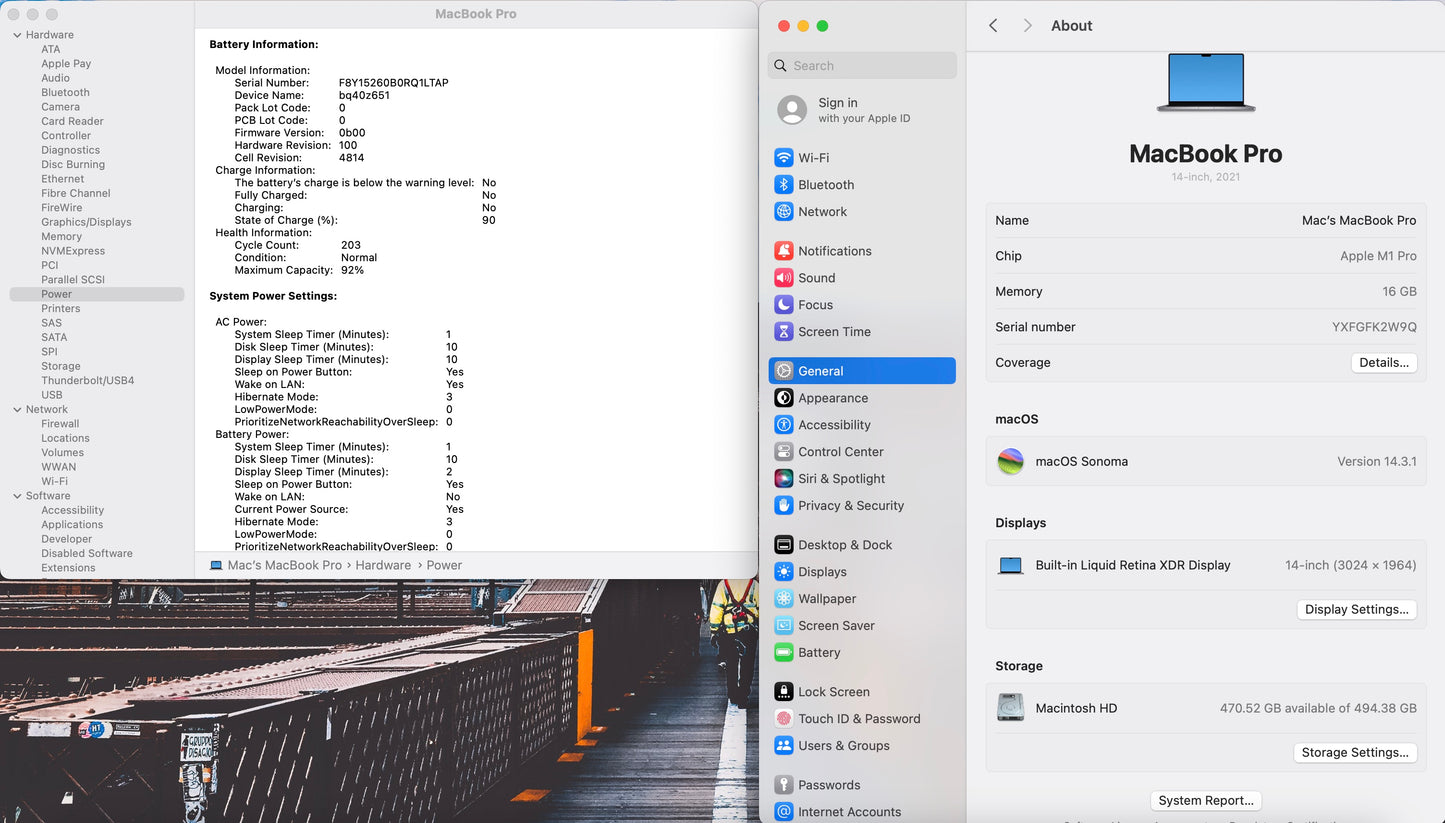 Apple 2021 MacBook Pro 14" M1 Pro (14-Core GPU) 16GB RAM 512GB SSD AC+ Excellent