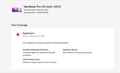 Apple 2021 MacBook Pro 14" M1 Pro (14-Core GPU) 16GB RAM 512GB SSD AC+ Excellent